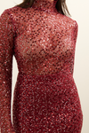 Claudia Fish-net Turtle Neck - Cherry Sequin