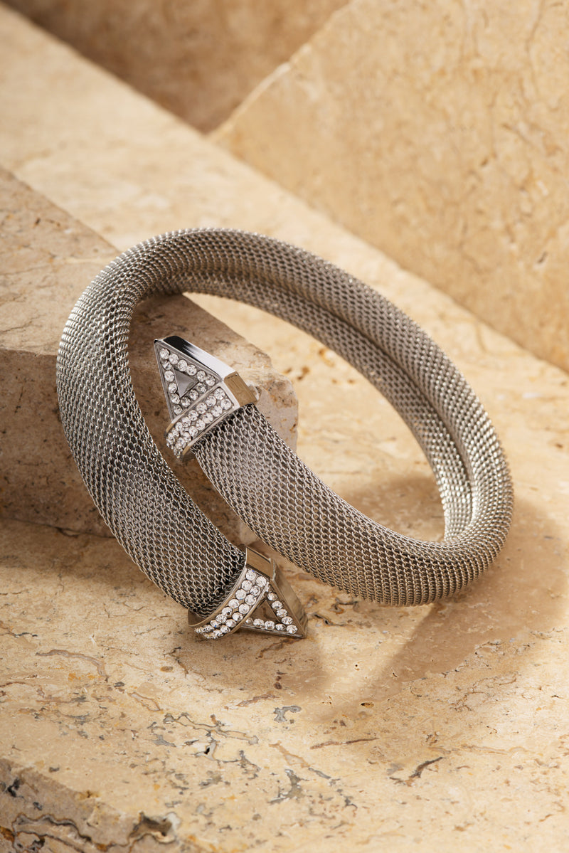 KOKO Mesh Cuff  Double with Arrow-SILVER