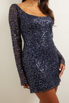 Claudia Fish-net Mini Dress - Midnight Sequin