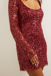 Claudia Fish-net Mini Dress - Cherry Sequin