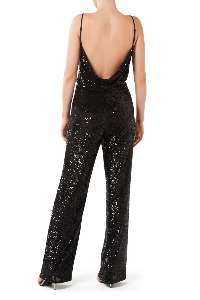 Tina Sequin Cowl Neck Cami - Black