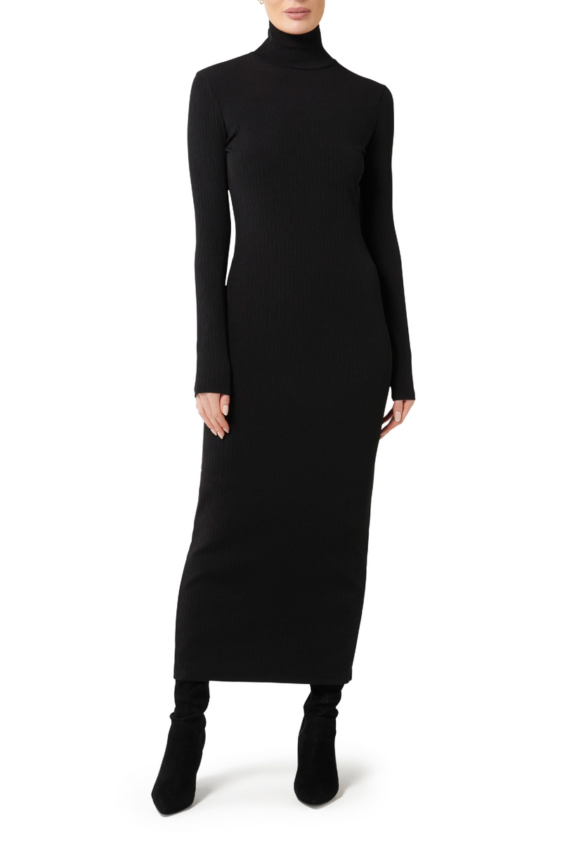 Bethany Knit Dress - Black Rib