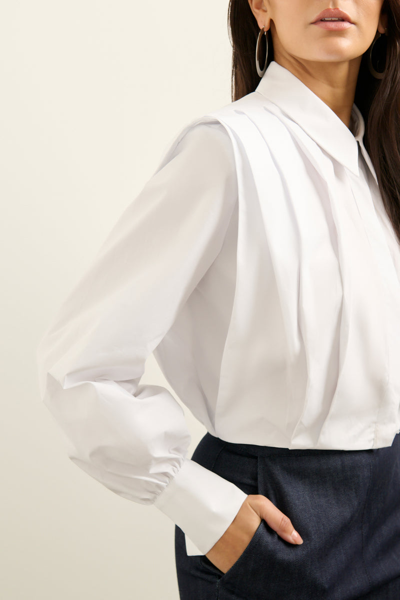 Helena Crop Shirt - White