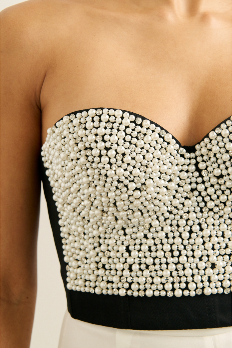 Gigi Pearl Bustier - White