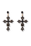 Crystal cross drop earrings - gold