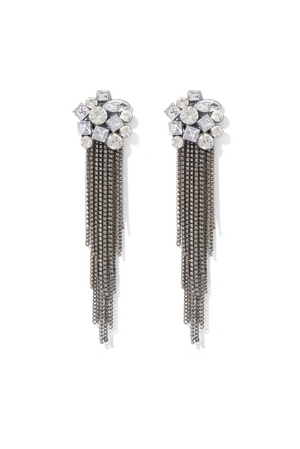 Bouquet Chain Tassel Earings - Gun metal