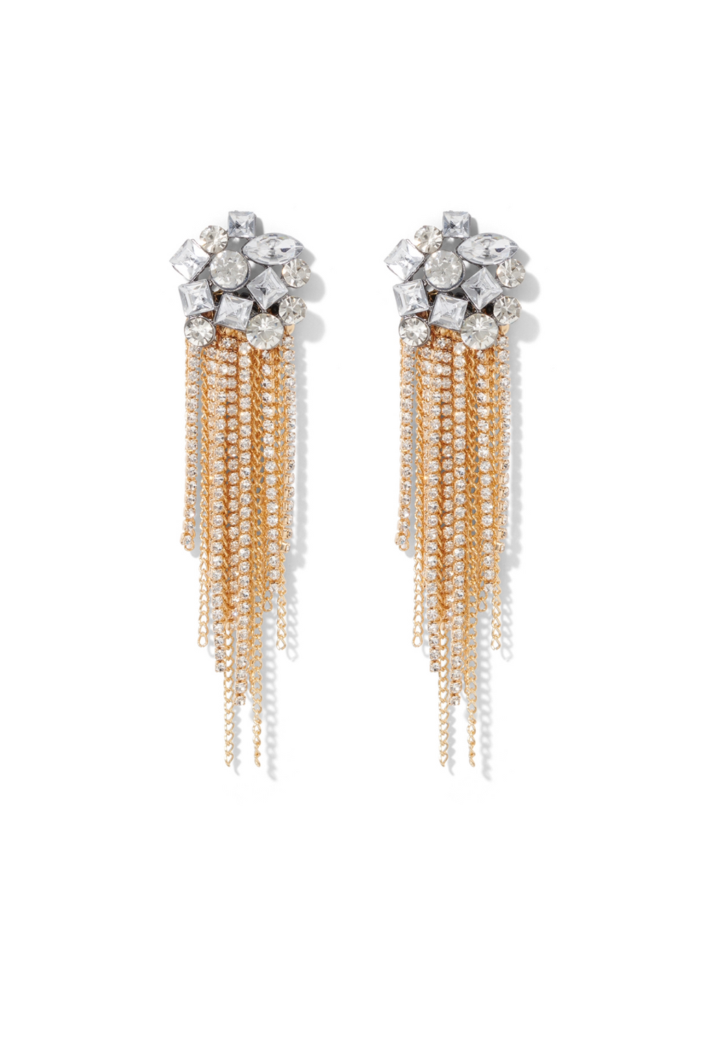 Bouquet Chain Tassel Earrings - Gold