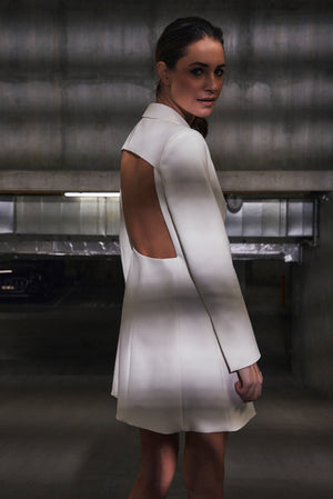 The Heidi Cut-Out Blazer Dress - Ivory