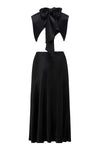 Naomi Scarf Knot Midi Dress - Black