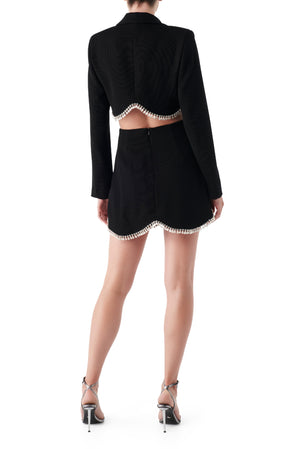 The Lisa Marie Diamante Mini Skirt- Black