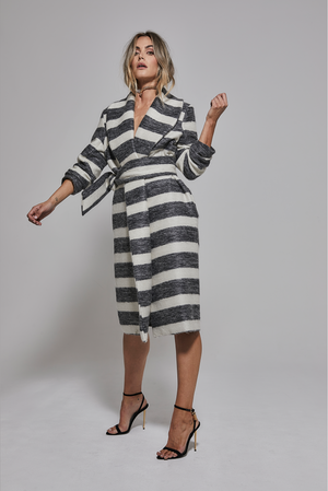 The Tryst Coat - Grey Stripe